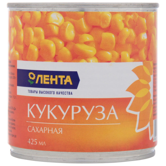 Консервированная кукуруза Лента сахарная в зернах, 340 г