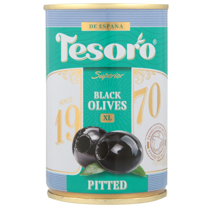 Маслины Tesoro чёрные без косточки, 300 г
