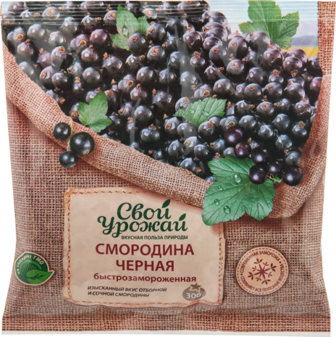 Смородина Свой урожай черная быстрозамороженная, 300 г