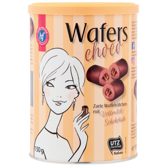 Вафельные роллы Hans Freitag Wafers Choco в молочном шоколаде, 150 г