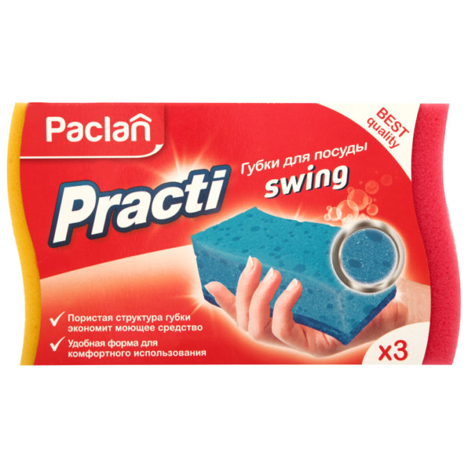 Губка для посуды Paclan Practi Swing 3шт, упак