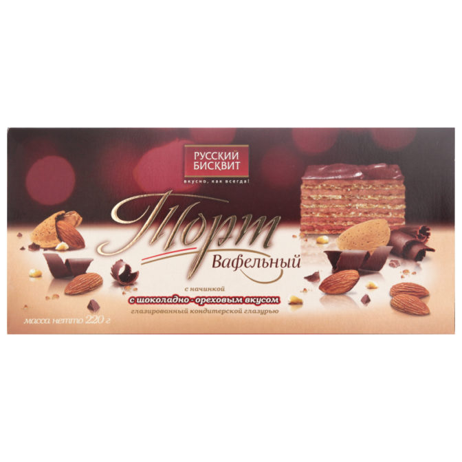 Торт вафельный Русский бисквит с шоколадно-ореховым вкусом, 220 г