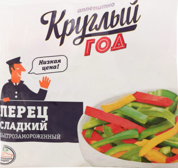 Овощи быстрозамороженные Круглый год Аппетитно Перец сладкий полосками, 400 г