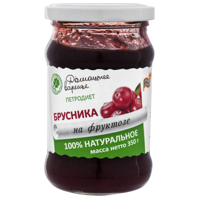 Варенье Здоровые сладости Петродиет Домашнее брусничное на фруктозе, 350 г