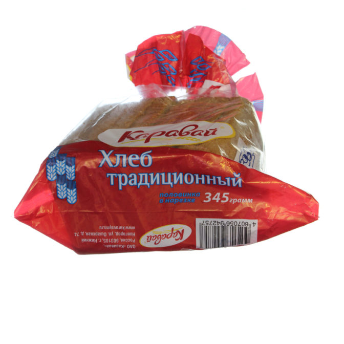 Хлеб половинка в нарезке Традиционный Каравай м/у 345г