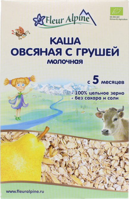Каша молочная для детей от 5мес Овсяная с грушей Fleur Alpine к/у 200г