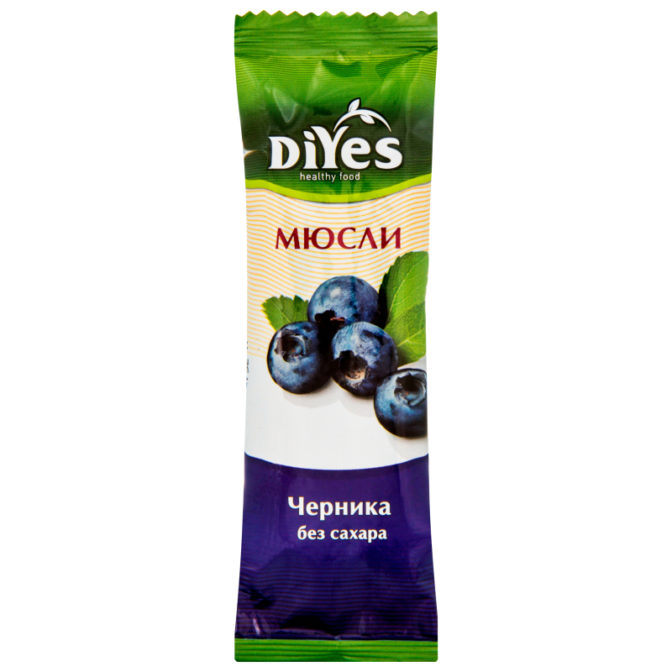 Батончик-мюсли DiYes Черника без сахара, 25 г