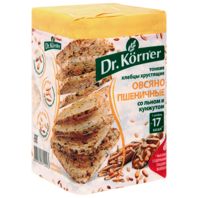 Хлебцы Dr.Korner овсяно-пшеничные со льном и кунжутом, 100 г