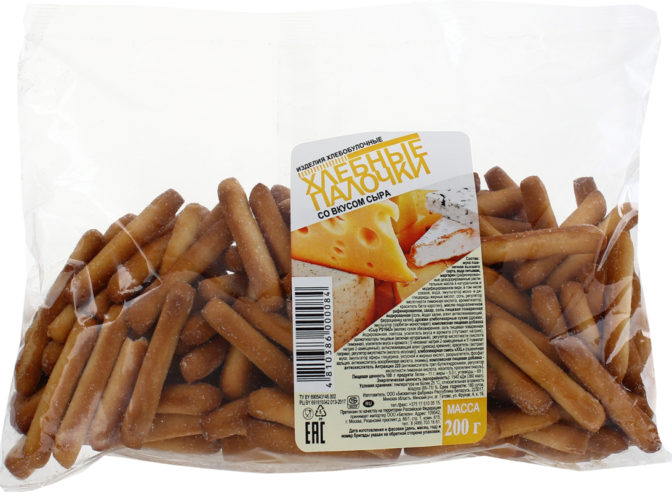 Палочки хлебные со вкусом сыра, 200 г