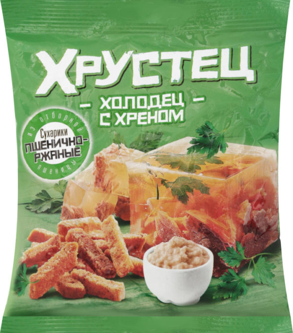 Сухарики Хрустец пшенично-ржаные со вкусом холодца с хреном, 80 г