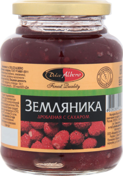 Протертые ягоды Dolce Albero земляника с сахаром, 550 г