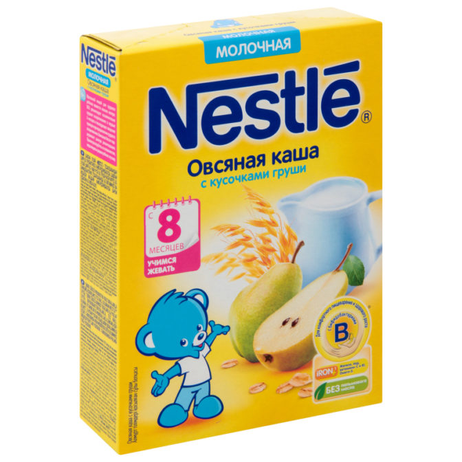 Каша для детей Nestle Овсяная молочная с кусочками груши от 8 месяцев, 220 г