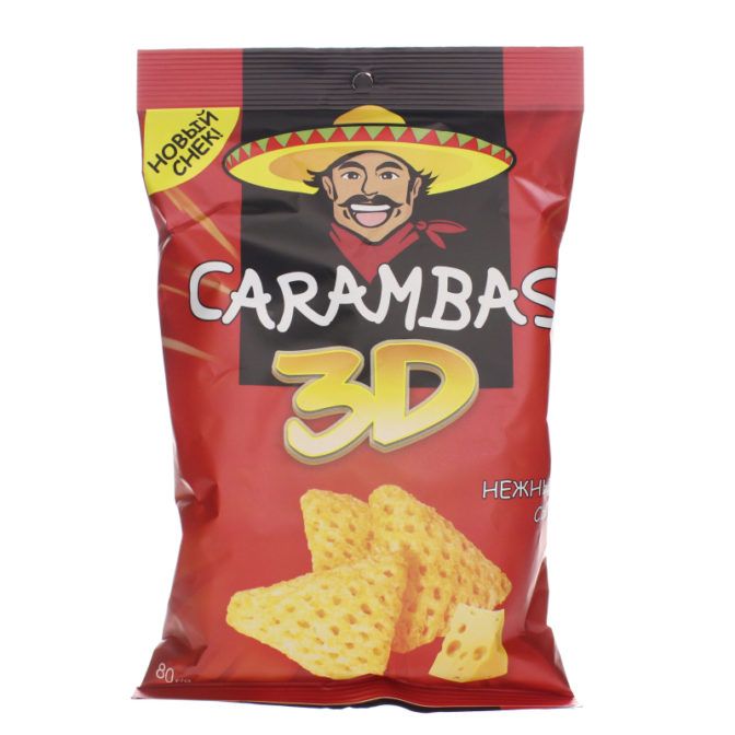 Снеки кукурузные Нежный сыр 3D Carambas м/у 80г
