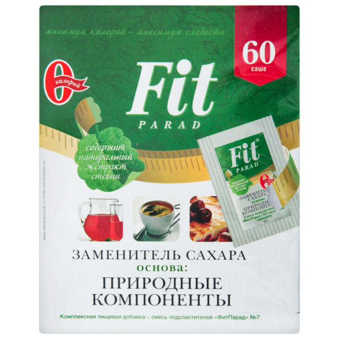 Заменитель сахара FitParad Природные компоненты 60пак, упак