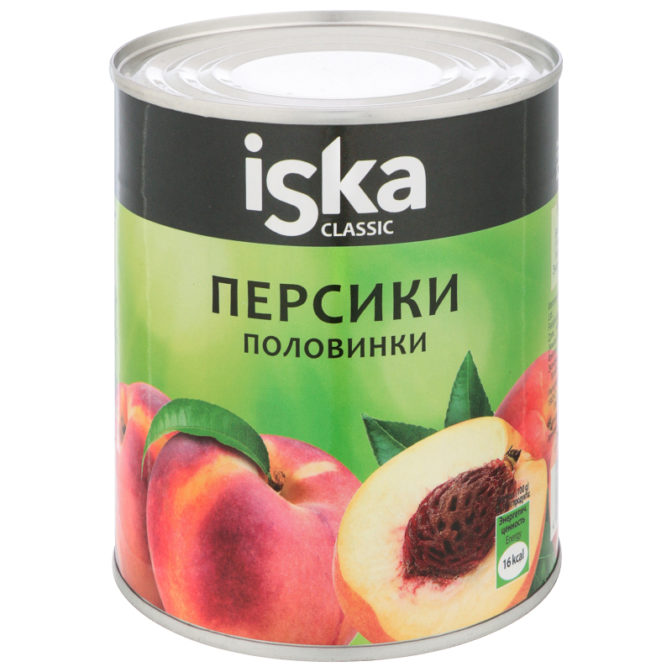Консервы фруктовые Iska Classic Персики половинки в легком сиропе, 850 мл