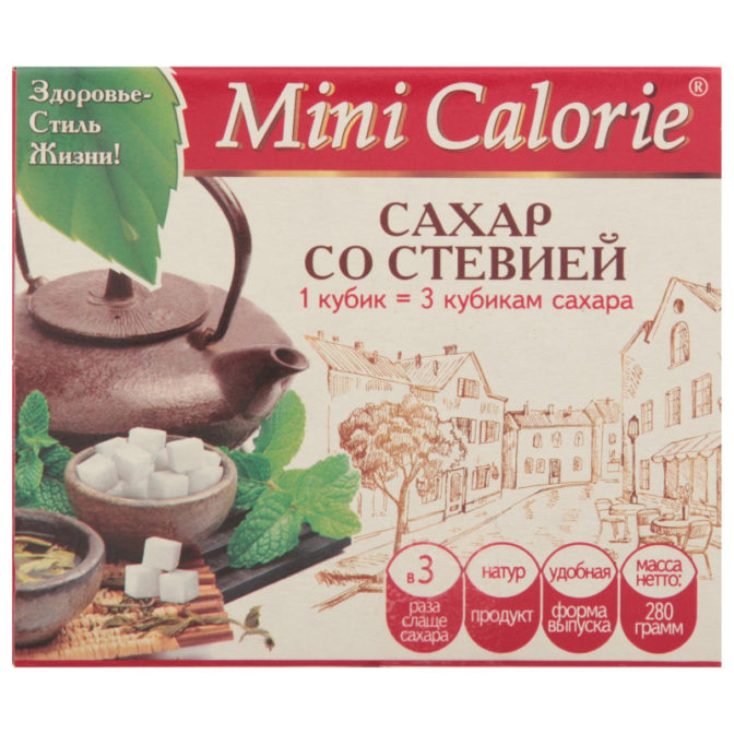 Сахар Mini Calorie со стевией рафинад, 280 г