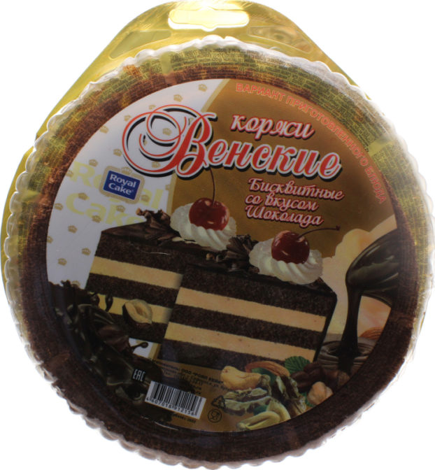 Коржи бисквитные со вкусом шоколада Венские Royal Cake п/у 400г