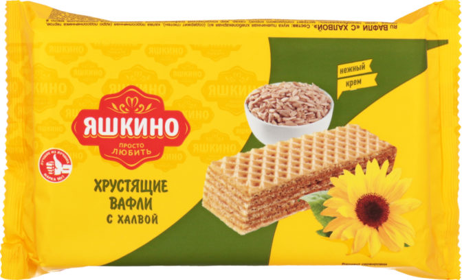 Вафли Яшкино хрустящие с халвой, 200 г