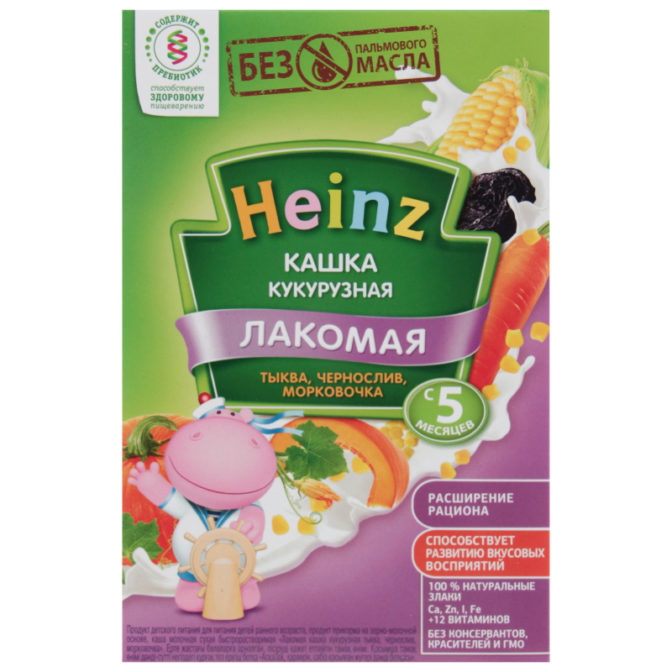 Каша Heinz Лакомая кукурузная тыква чернослив морковочка от 5 месяцев, 200 г