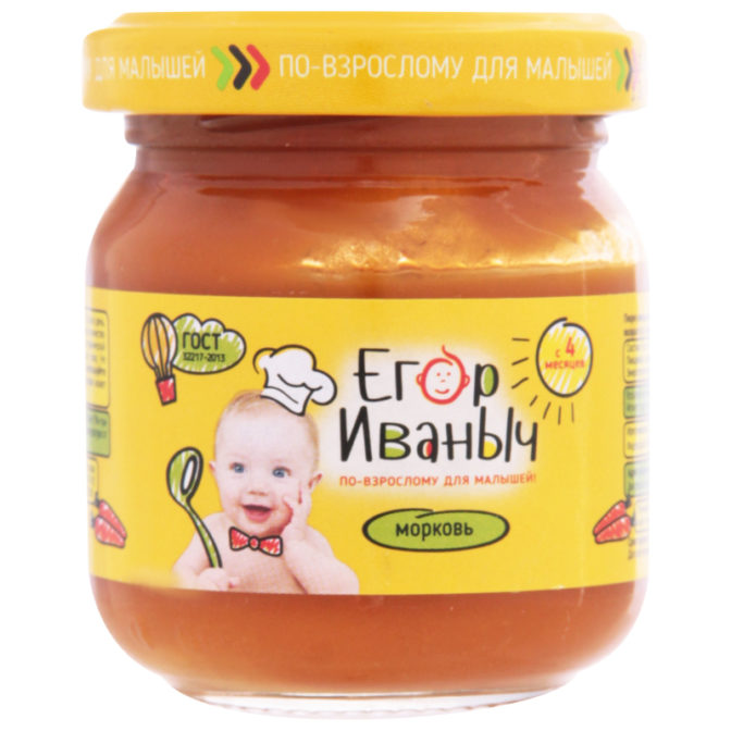 Пюре для детей Егор Иваныч морковь от 4 месяцев, 80 г