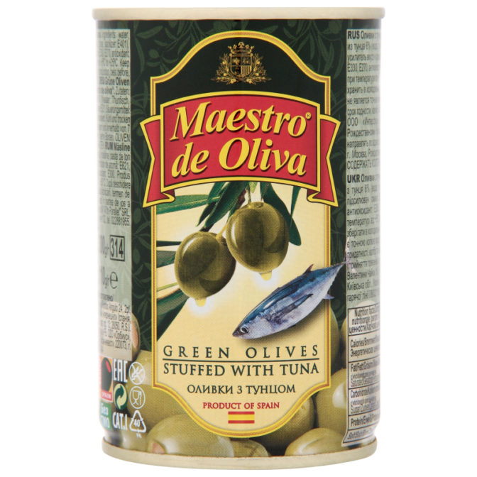 Оливки Maestro de Oliva с тунцом, 300 г