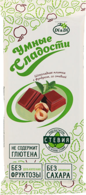 Плитка кондитерская Di&Di Умные сладости с фундуком и стевией, 90 г