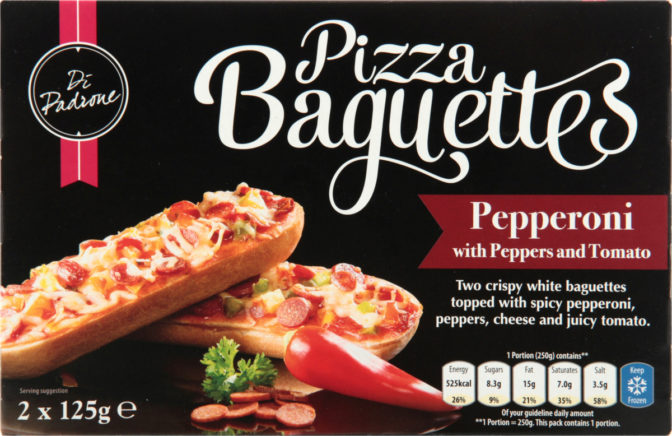 Пицца-багет Di Padrone Pepperoni с перцем и томатом замороженная 2шт, упак