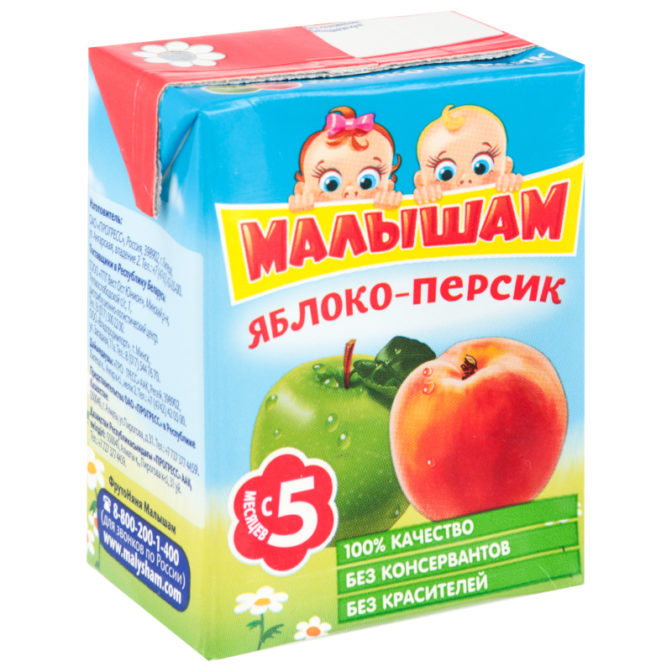 Нектар для детей от 5мес Яблоко-персик Малышам т/п 0.2л