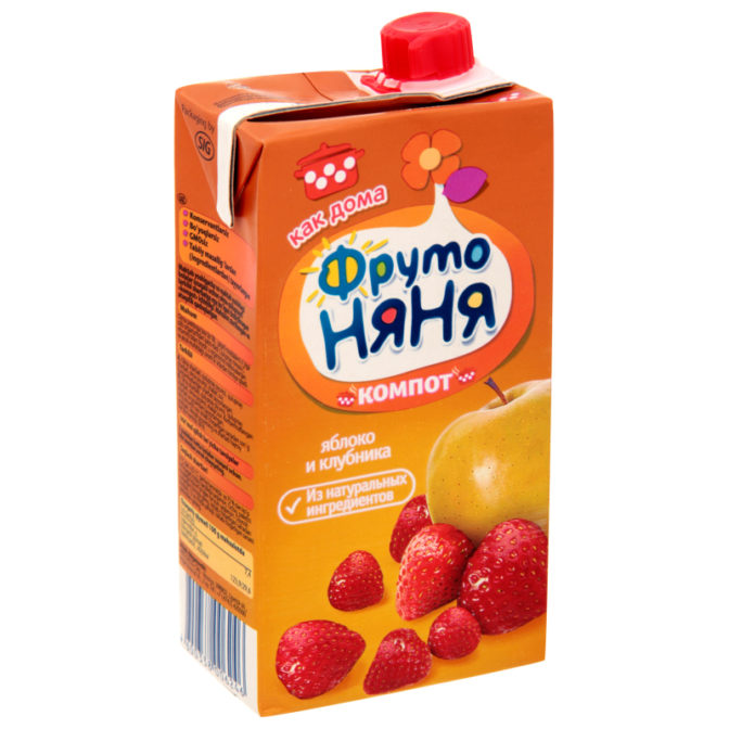 Компот ФрутоНяня Яблоко-Клубника, 500 мл