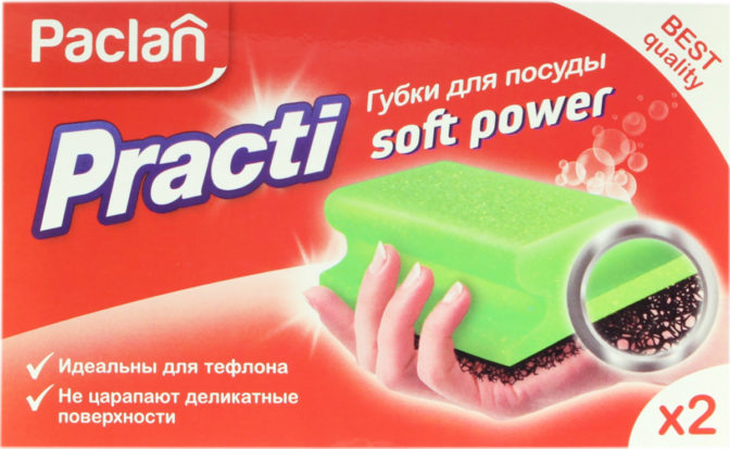 Губки Paclan Practi Soft Pow для посуды 2шт, упак