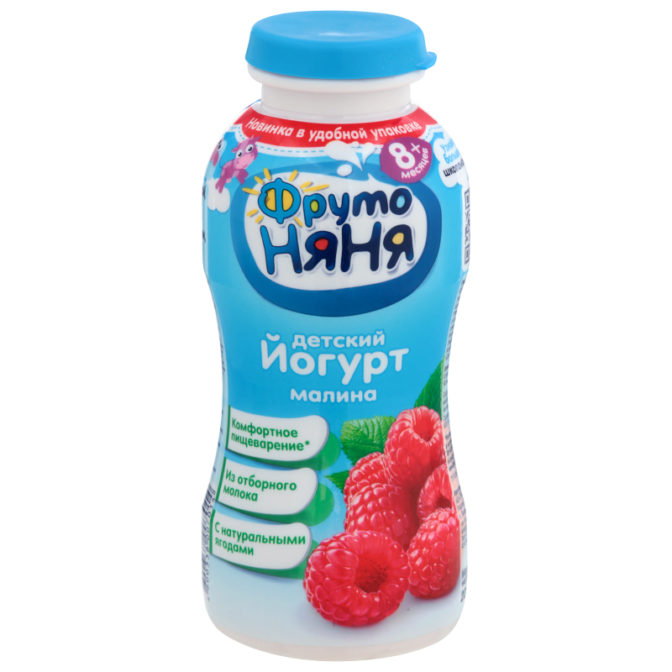 Йогурт для детей ФрутоНяня малина от 8 месяцев 2.5%, 200 г