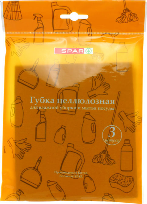 Кухонные губки SPAR целлюлозные 16х18см 3шт, упак