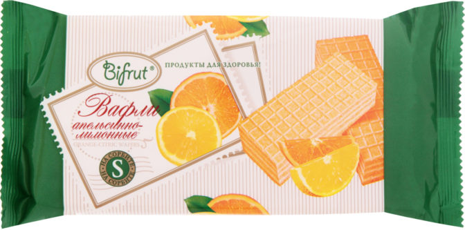 Вафли Bifrut Апельсинно-лимонные на сорбите, 100 г