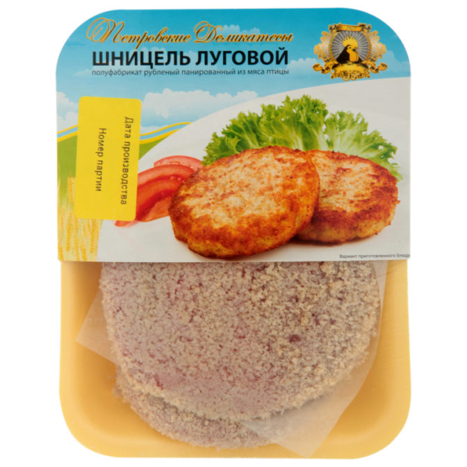 Полуфабрикат мясной Петровские деликатесы Шницель Луговой из мяса птицы, 300 г