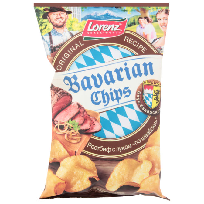 Чипсы картофельные Lorenz Snack-world Bavarian Chips со вкусом ростбифа с луком по-швабски, 75 г