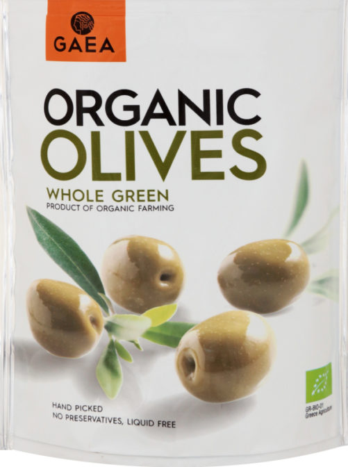 Оливки Gaea Organic зеленые с косточкой, 150 г